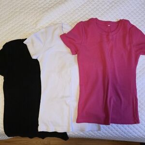 Pink, White, and Black T-Shirt Set